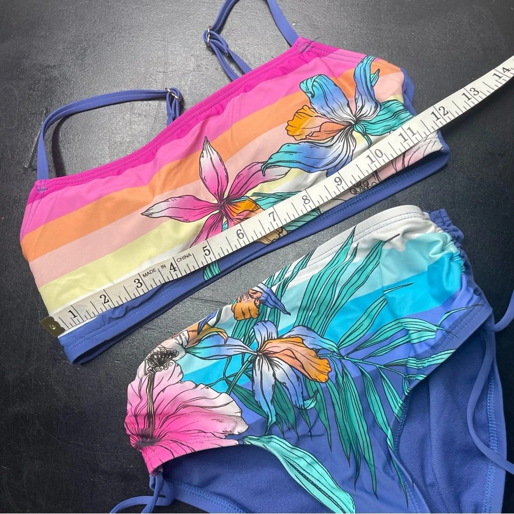 Hobie Girls Colorful Floral Bikini Set